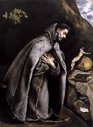 GRECO, El St Francis Meditating oil on canvas